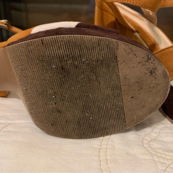 Platform faux suede neutral colour block shoes - Picture 6 of 12